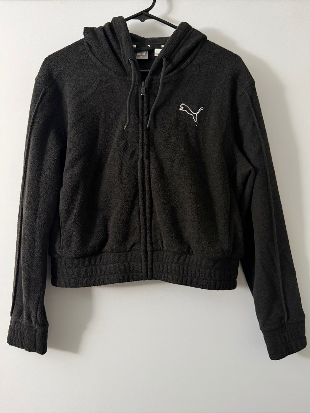 Puma Size Medium Women's Hoodie Full Zip Closure Black w Puma Logos Used